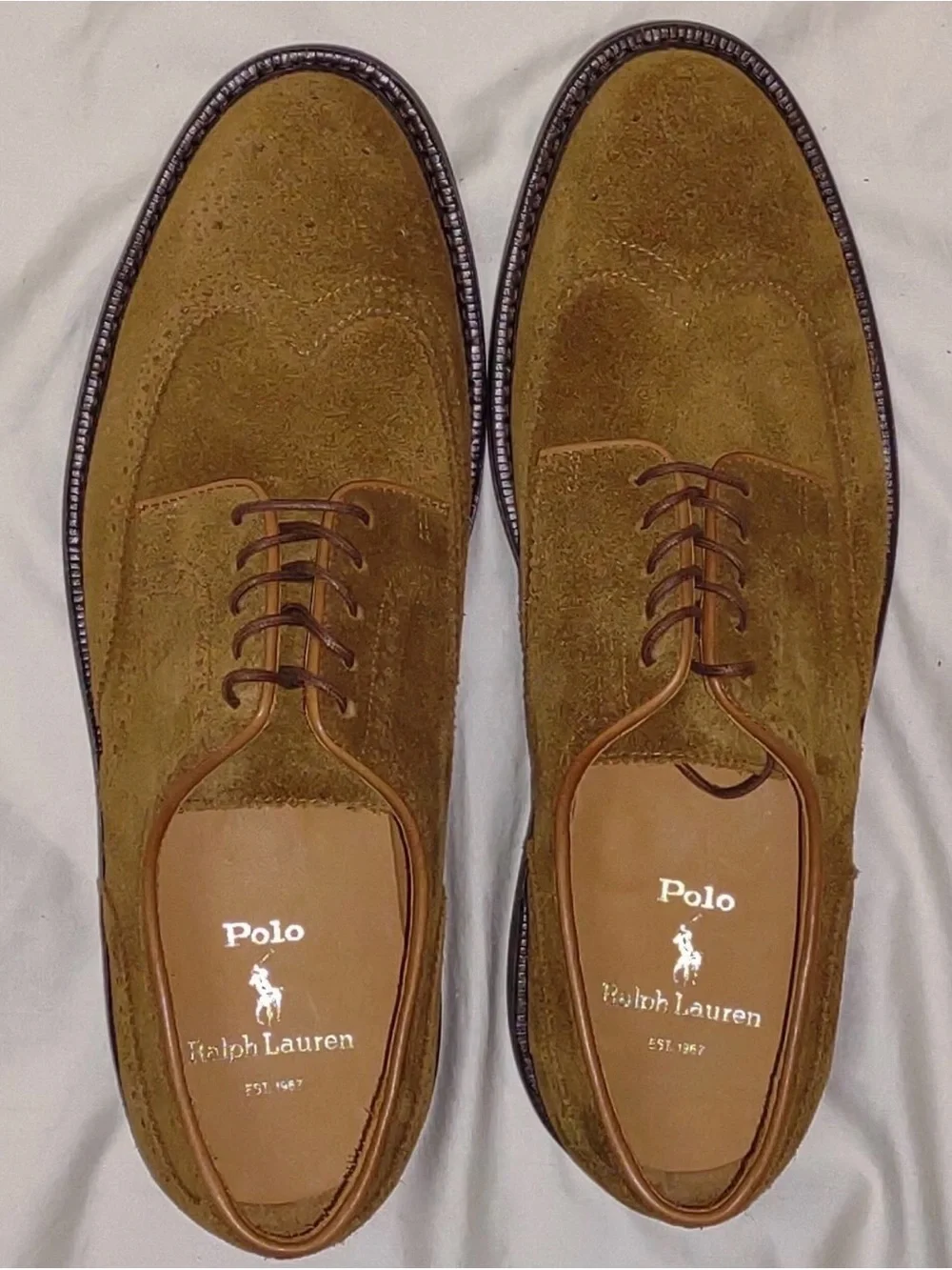 Polo Ralph Lauren Men's Asher LaceUp Suede Wingtip Oxford Shoe, Brown US 10 D US